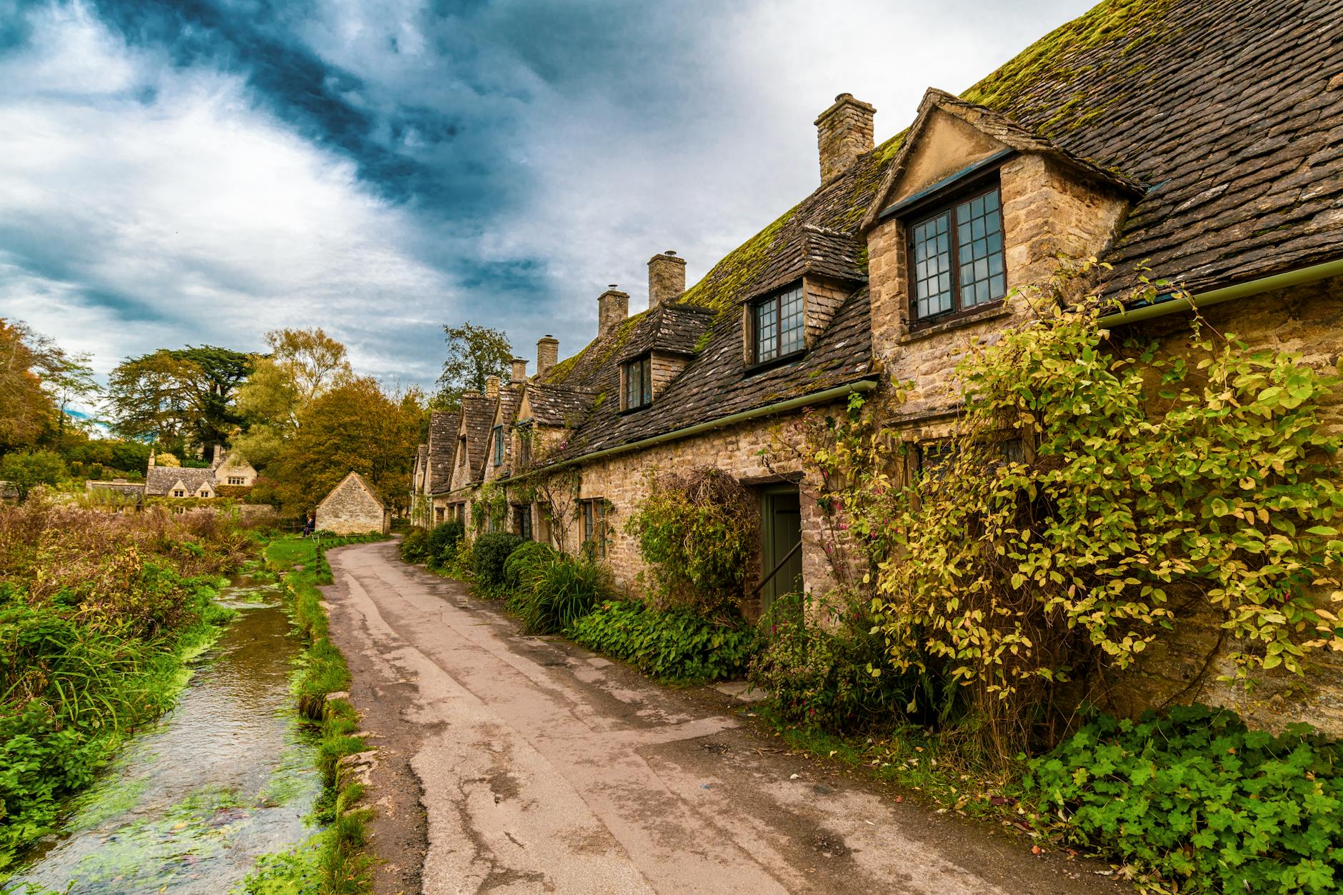 Picturesque stone cottages in an English village near Manchester for day trips