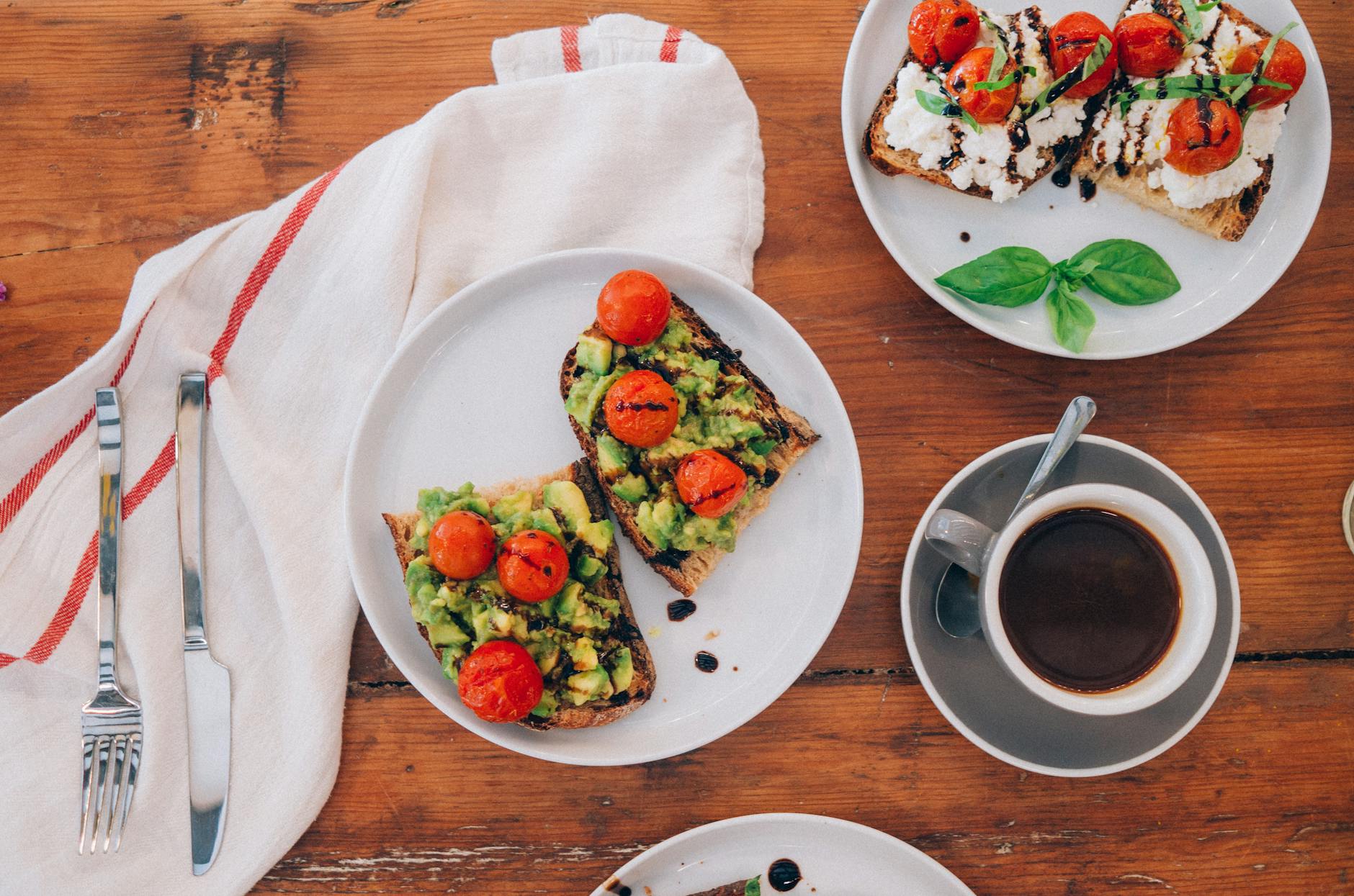 Stylish brunch spread with coffee and fresh food at a Manchester cafe