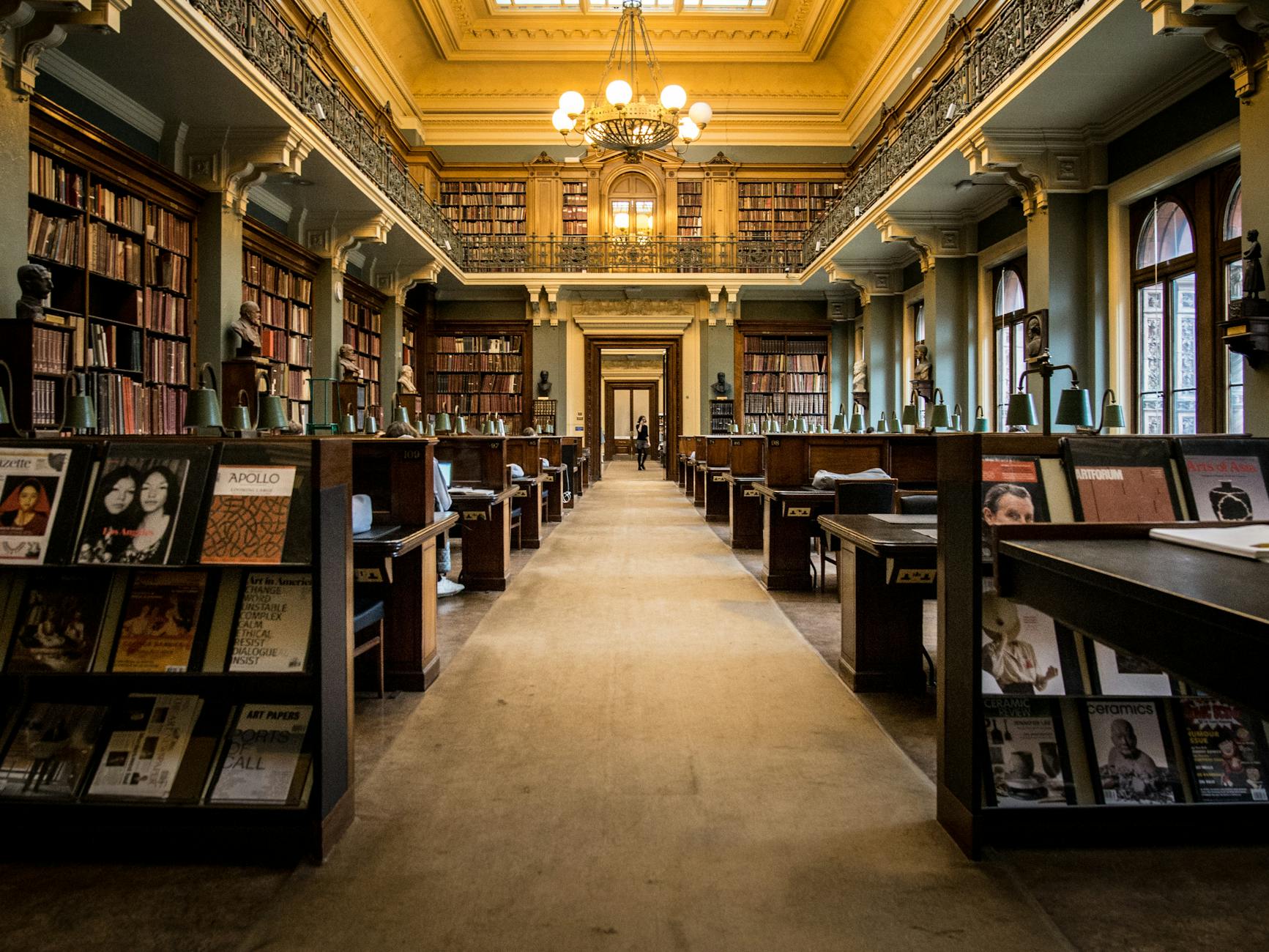 Historic Victorian library interior with ornate details