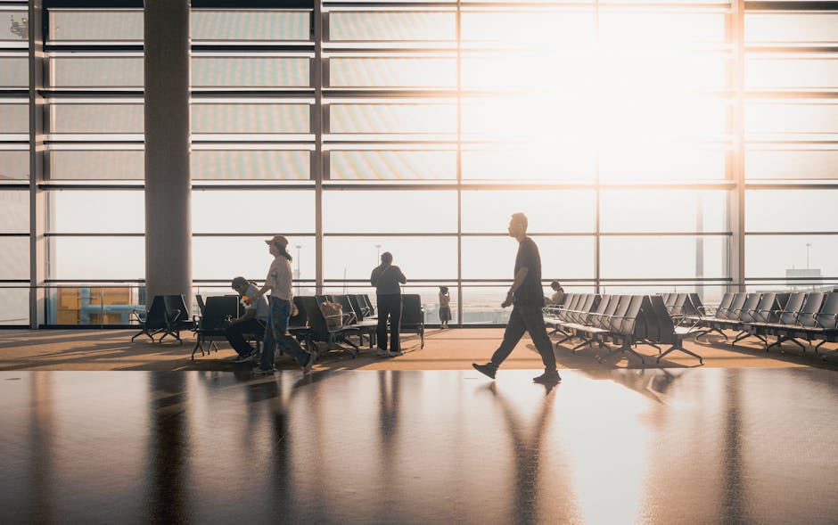 Manchester Airport terminal travellers