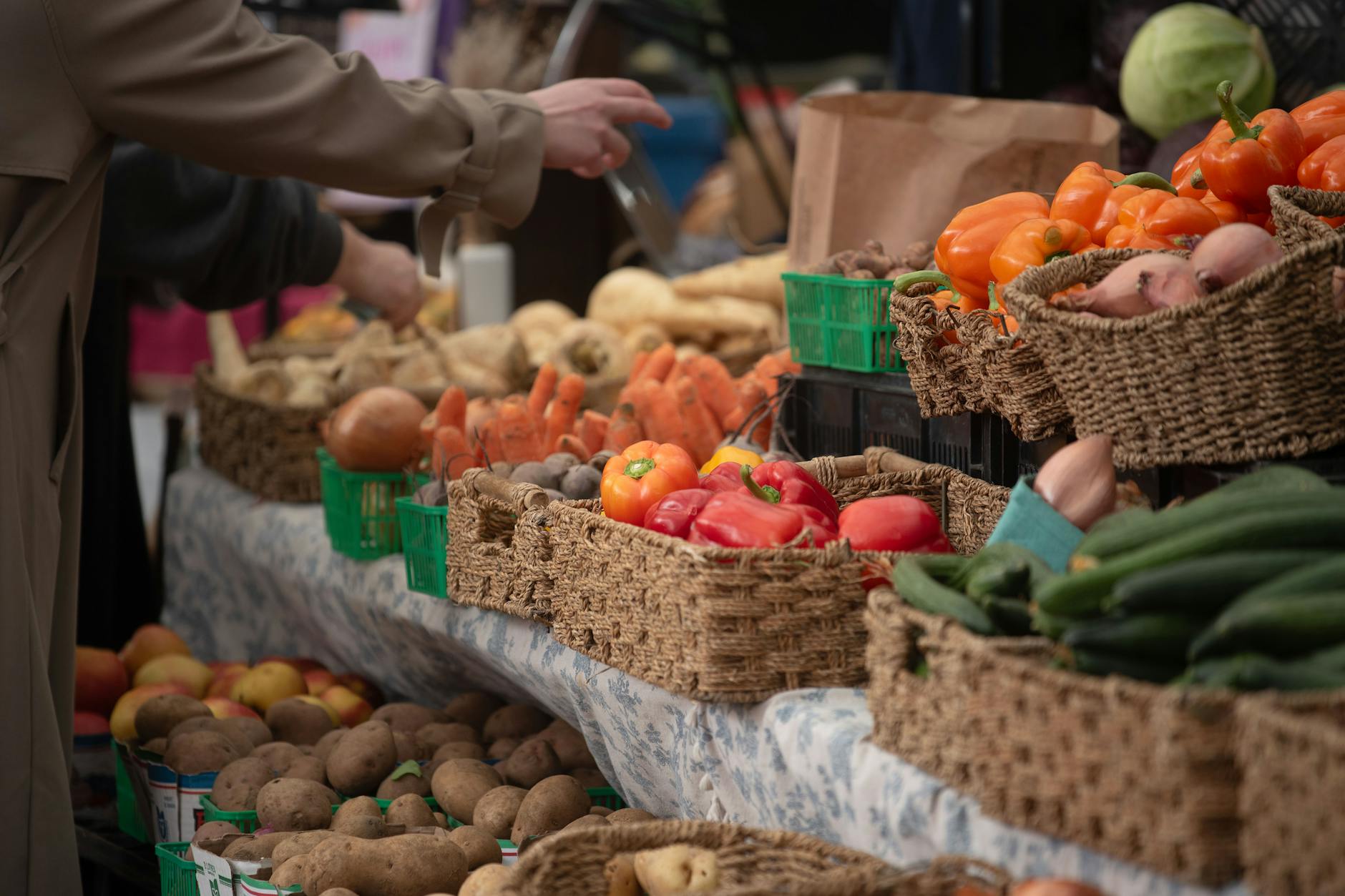 Manchester market stall produce vegetables farmers fresh