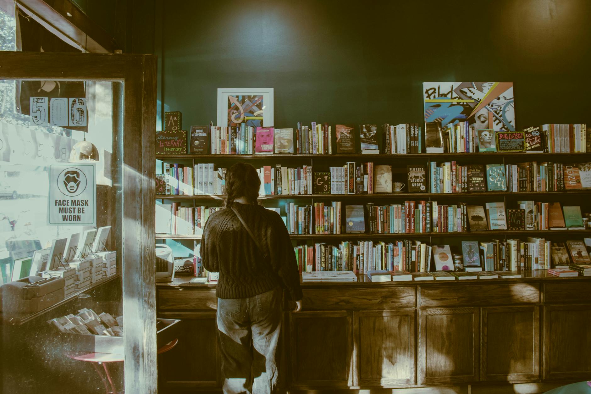 Independent bookshop Manchester shelves books reading