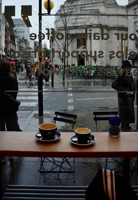 Cafe rainy day Manchester window