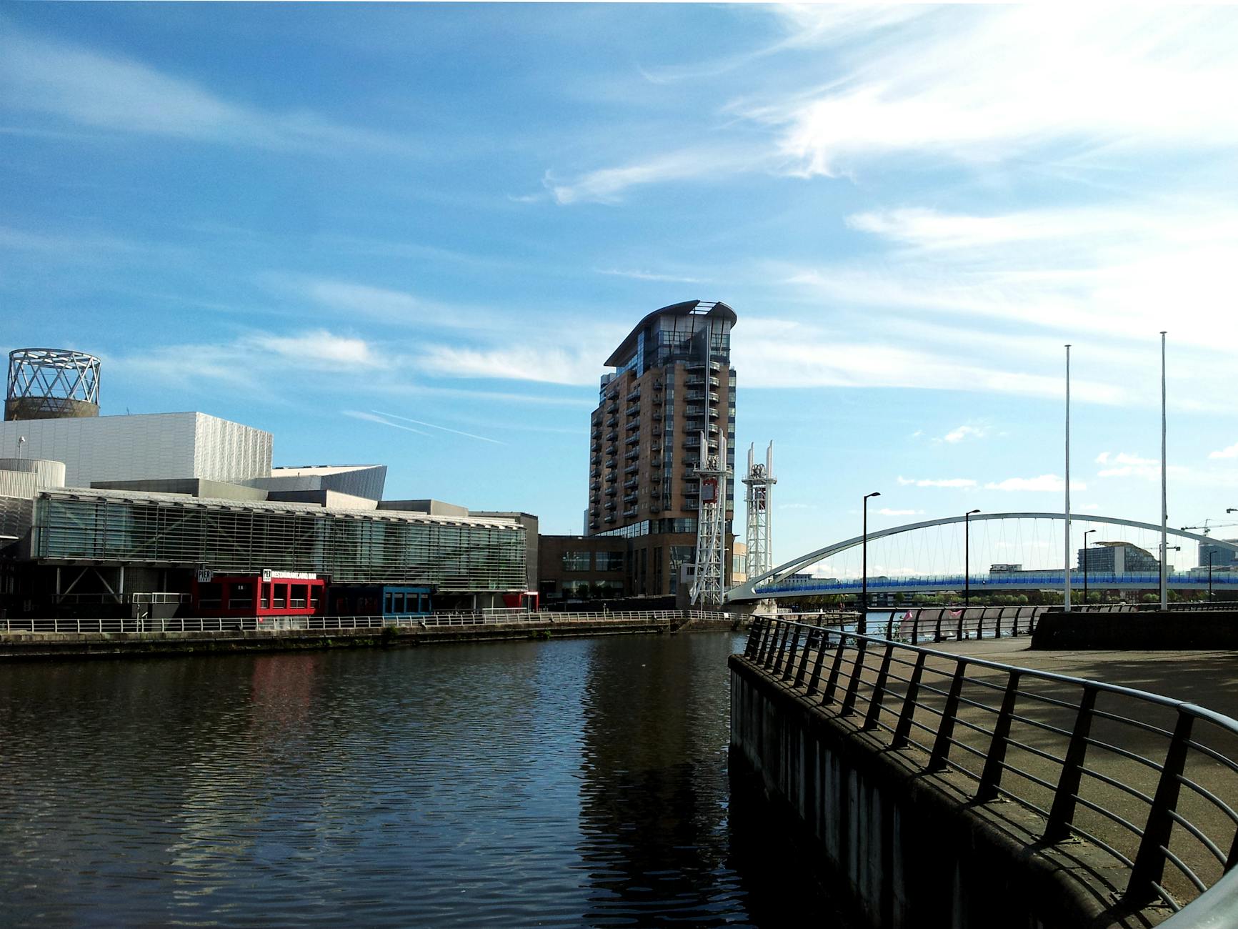 Salford Quays waterfront Lowry Footbridge Manchester Ship Canal