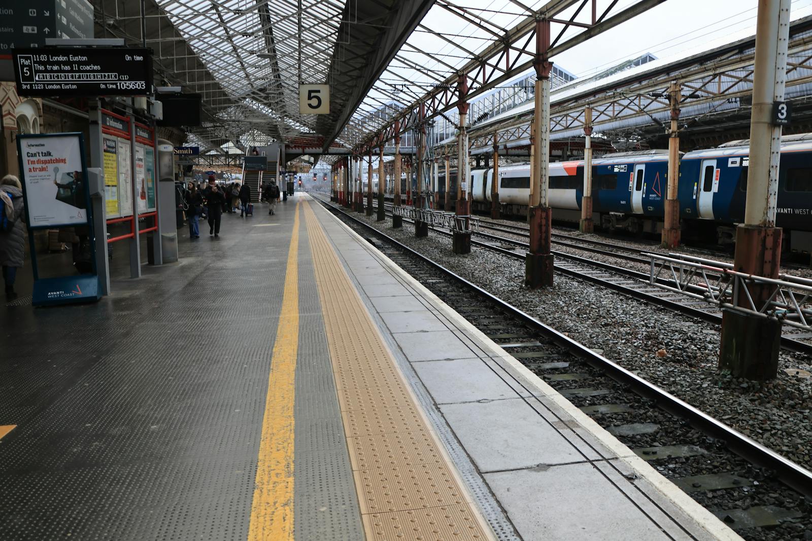 Avanti West Coast train at a UK station bound for Manchester