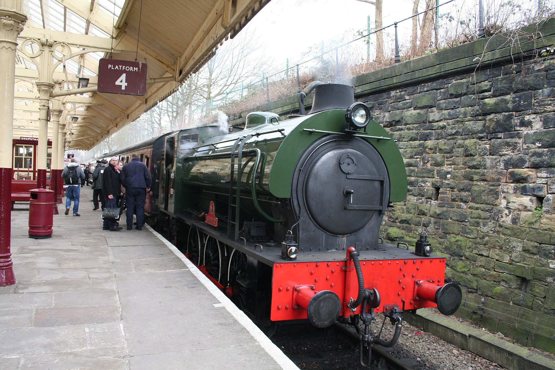 Bury: The Market, the Black Pudding & the East Lancashire Railway 4 A green and red steam tank engine at a platform of Bury Bolton Street station on the East Lancashire Railway