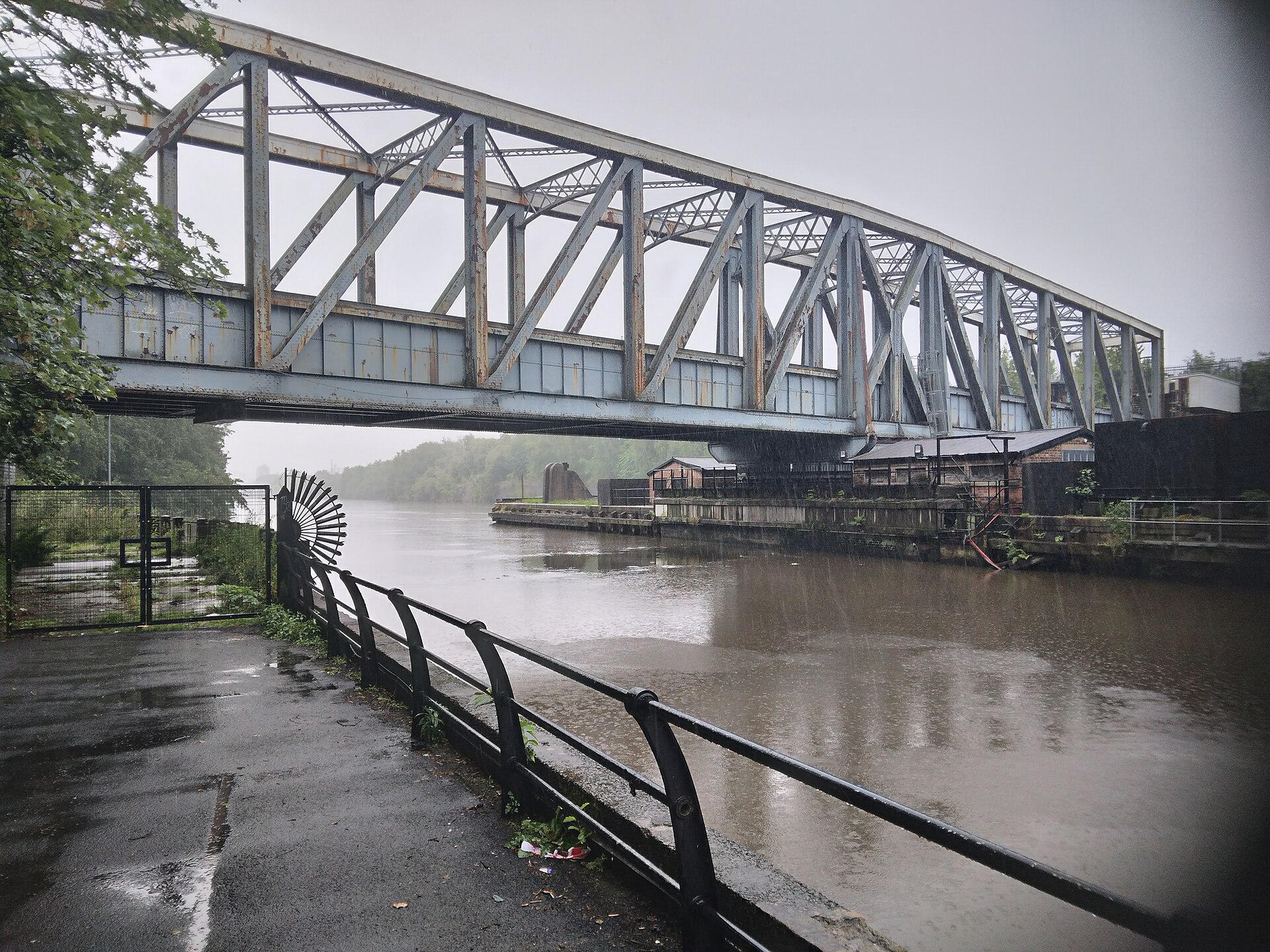 Manchester Month by Month: The Year-Round Visitor's Calendar 6 The steel Barton Swing Aqueduct over the Manchester Ship Canal on a grey, rainy day